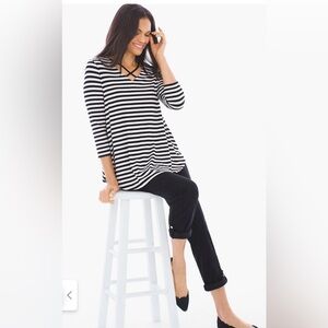 EUC Chico’s Black & White Striped top. 3/4 Sleeves Chico’s size 2